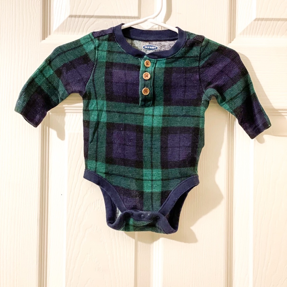 Green/Black Plaid Onesie